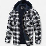 Veste à Capuche à Carreaux pour Homme - Flanelle Doublée Sherpa, Chaude et Décontractée