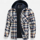 Veste à Capuche à Carreaux pour Homme - Flanelle Doublée Sherpa, Chaude et Décontractée