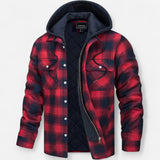 Veste à Capuche à Carreaux pour Homme - Flanelle Doublée Sherpa, Chaude et Décontractée
