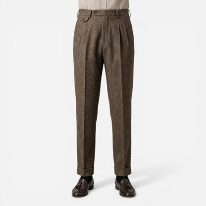 Pantalons élégants pour hommes taille haute, plis doubles, jambes droites