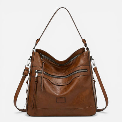 Sac à main doux pour femmes avec fermeture éclair et poches avant