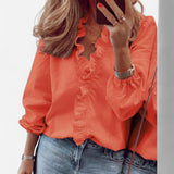 Lena – Blouse à col en V froncé, élégante et tendance