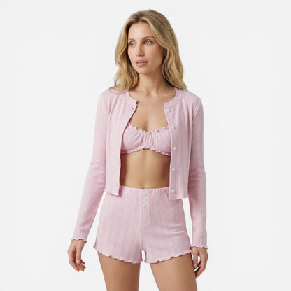 Ensemble Femme 3 Pièces : Cardigan Tricoté & Tenue Coordonnée