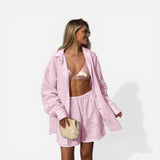 Cardigan Chic Casual à Deux Pièces avec Short Élégant