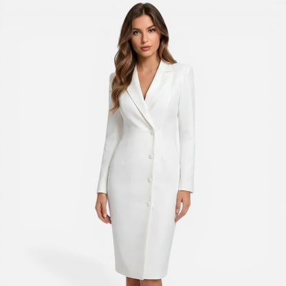 Robe blazer midi élégante pour femmes, manches longues, cérémonie