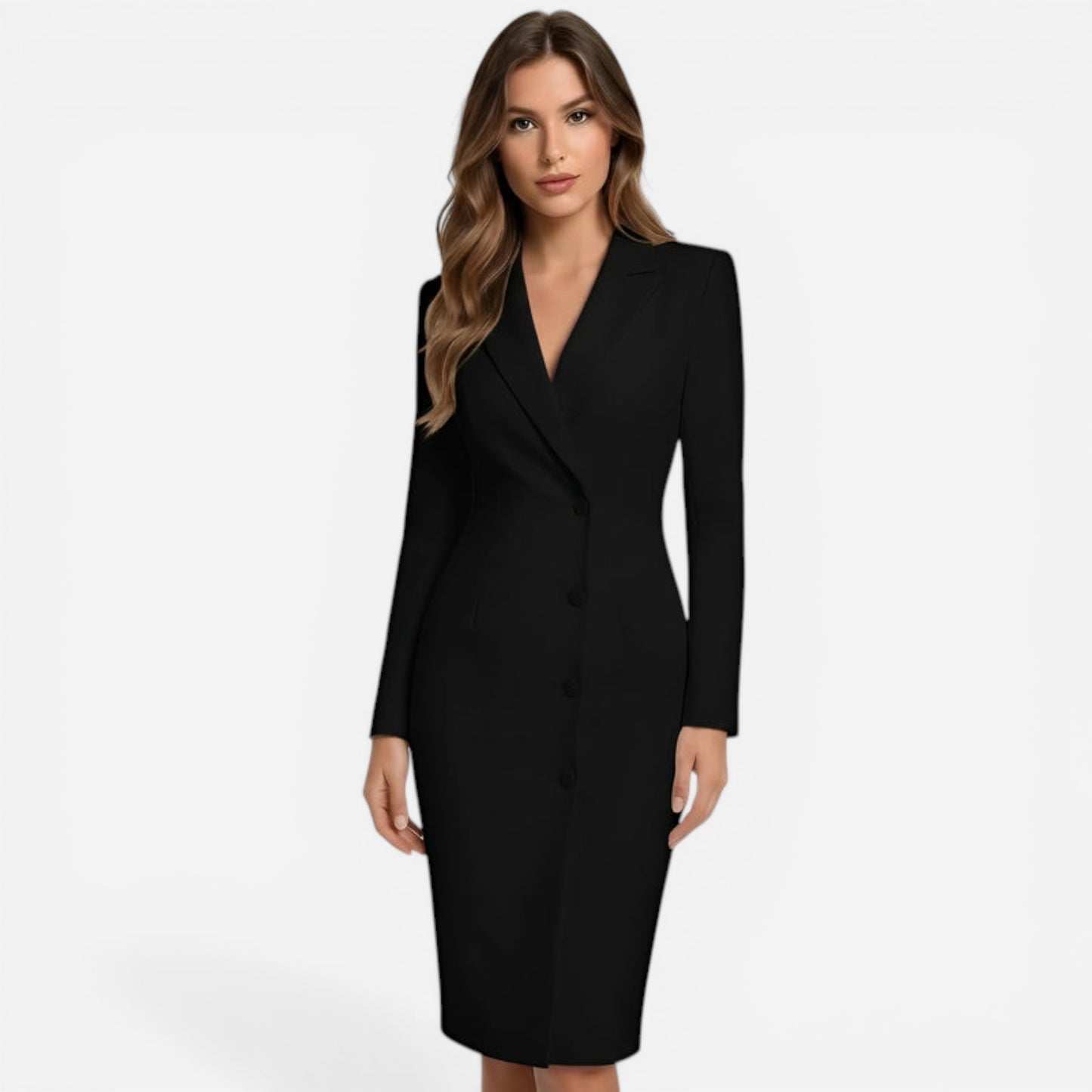 Robe blazer midi élégante pour femmes, manches longues, cérémonie
