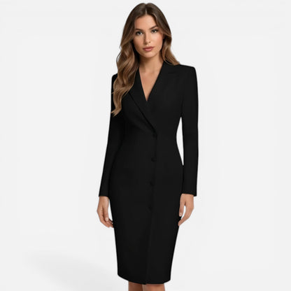 Robe blazer midi élégante pour femmes, manches longues, cérémonie
