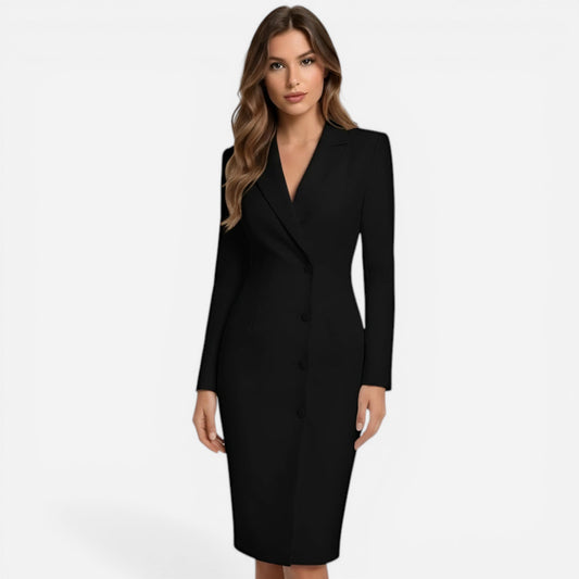 Robe blazer midi élégante pour femmes, manches longues, cérémonie