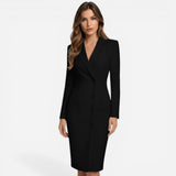 Robe blazer midi élégante pour femmes, manches longues, cérémonie