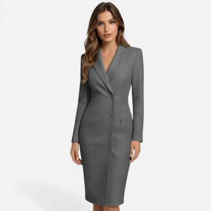 Robe blazer midi élégante pour femmes, manches longues, cérémonie