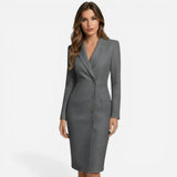 Robe blazer midi élégante pour femmes, manches longues, cérémonie